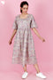 Mulmul Cotton Gathered Dress In Block Print